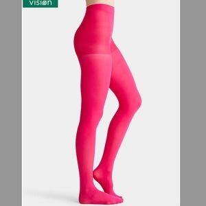 Hot pink semi-opaque 50 denier built-in support tights NWT